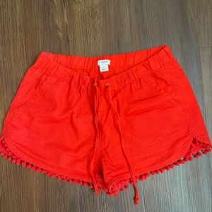 Red linen shorts